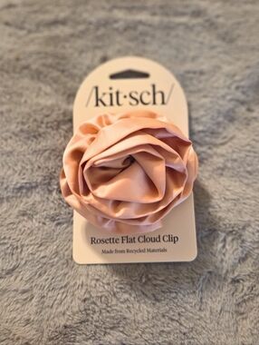Kitsch Peach Satin Rosette Hair Clip for Kids